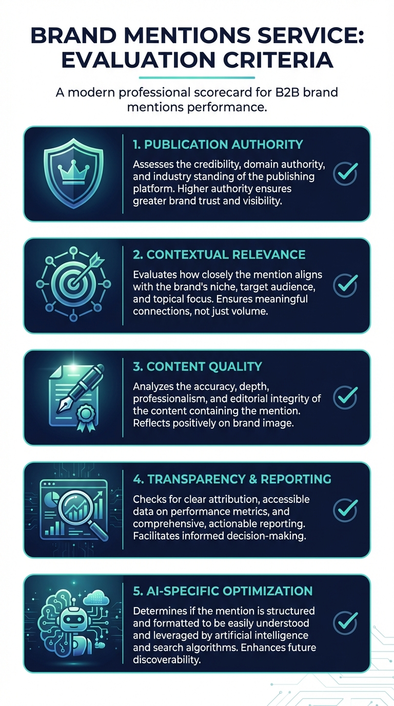 brand mentions evaluation criteria infographic