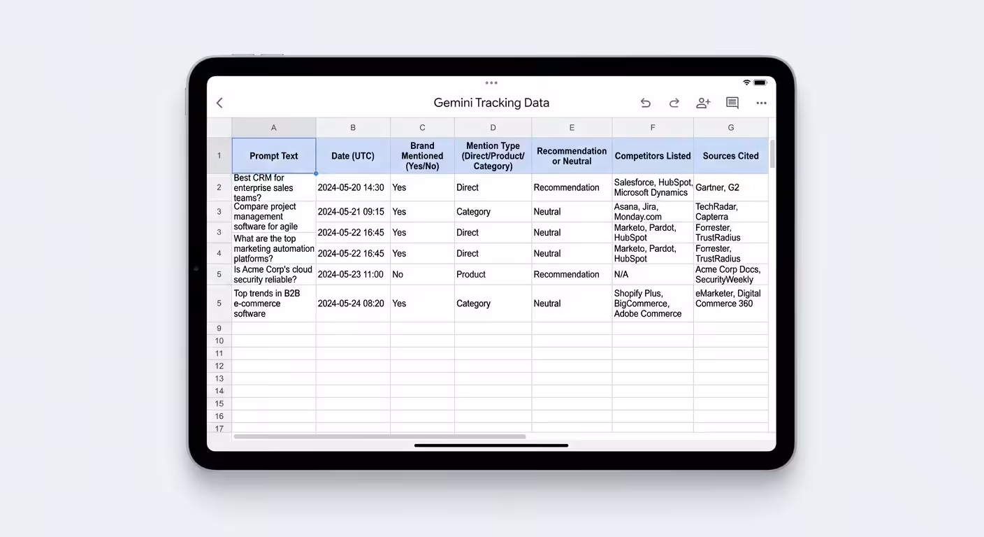 gemini tracking data spreadsheet