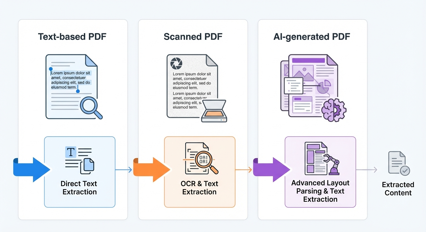 pdf types text extraction