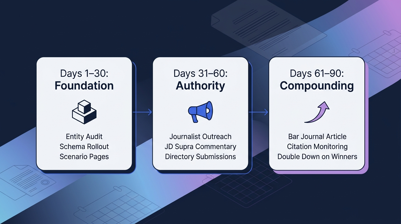 Three-phase 90-day plan for law firms to improve AI search visibility