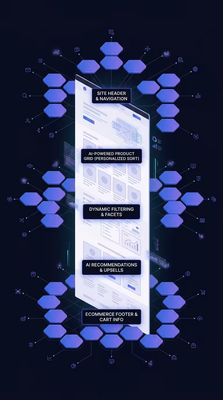 Anatomy of an AI-optimized ecommerce category page with schema, comparison table, and FAQ