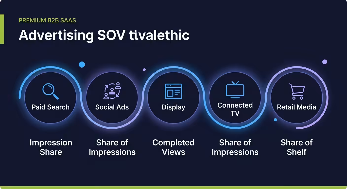 Advertising SoV metrics by channel overview
