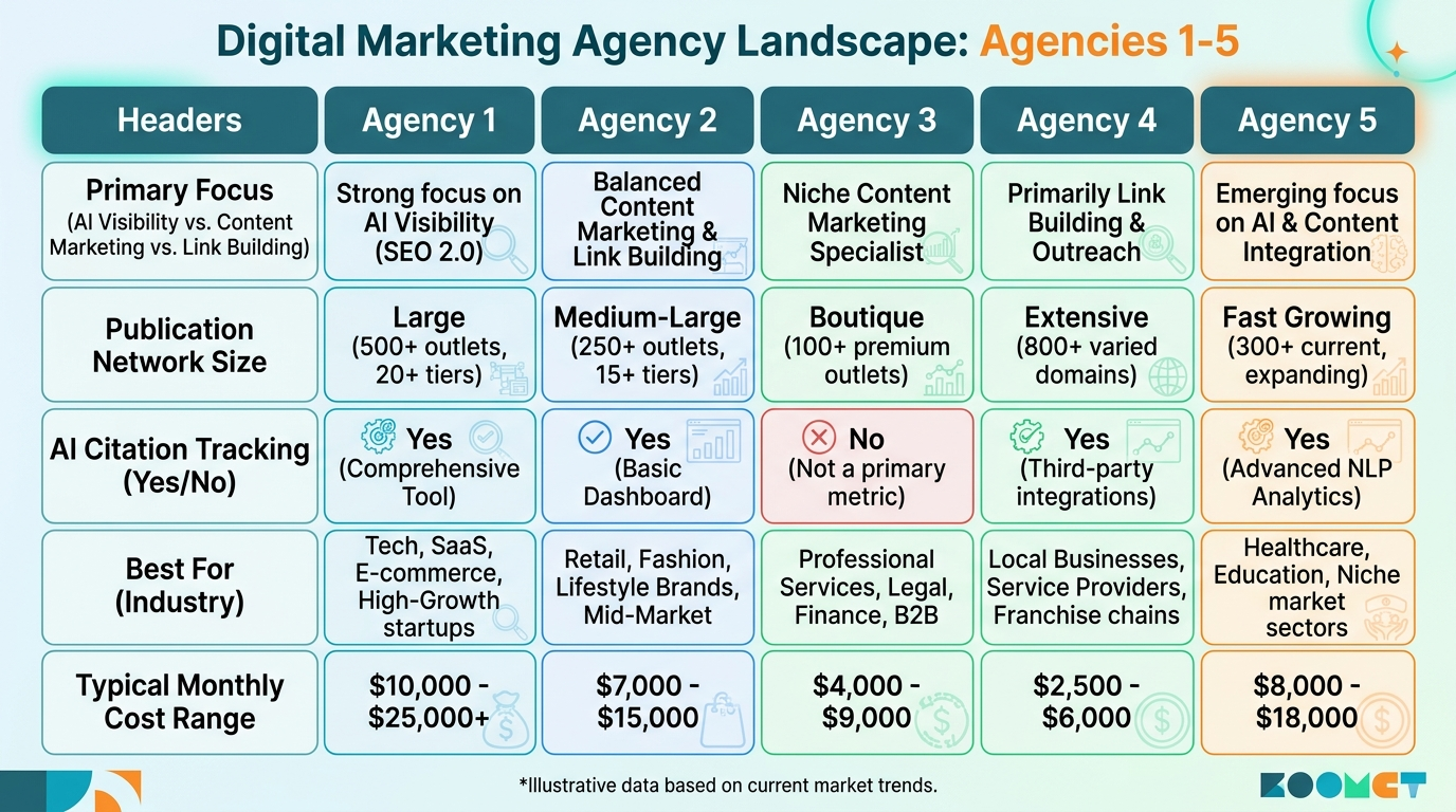 ai agency comparison chart