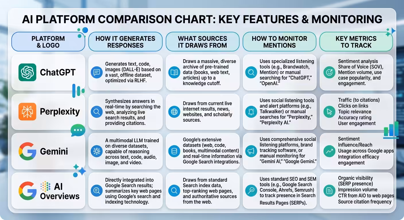ai platforms comparison chart