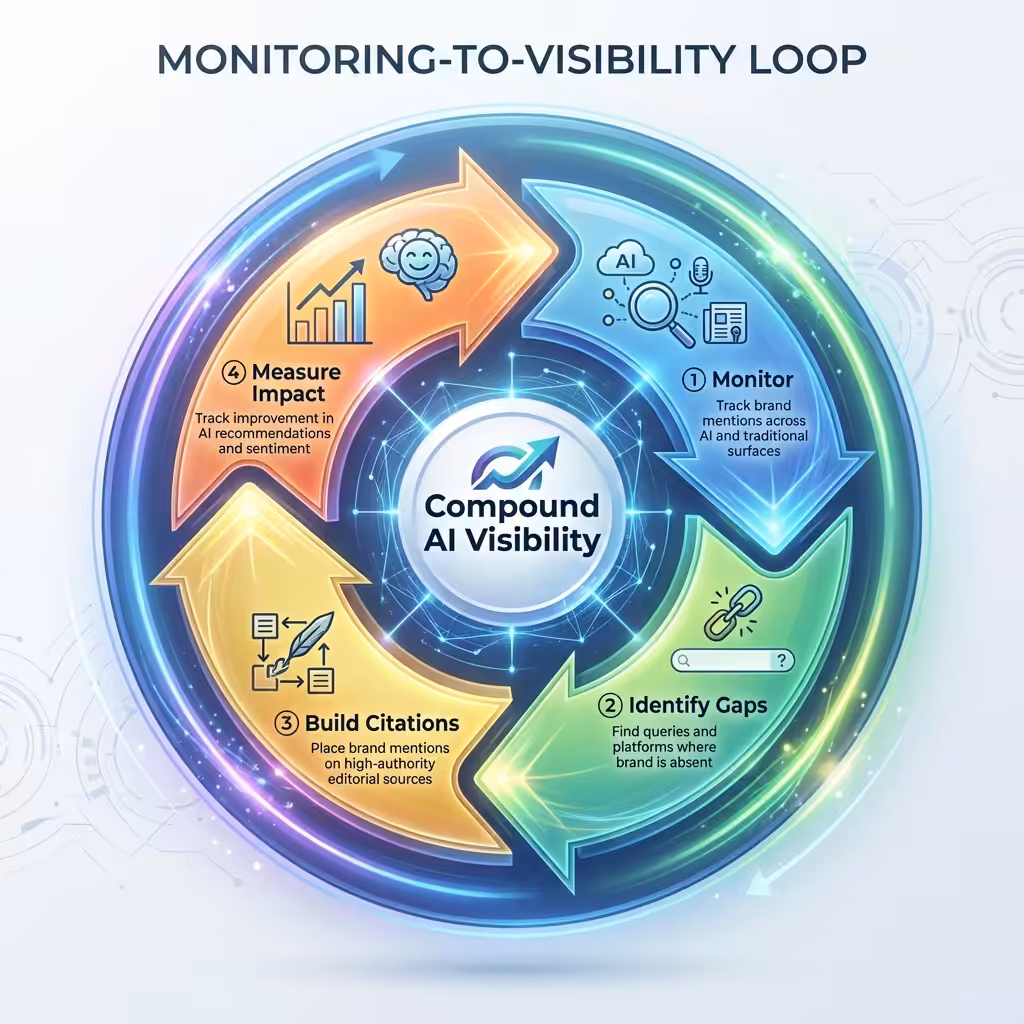 ai visibility flywheel diagram