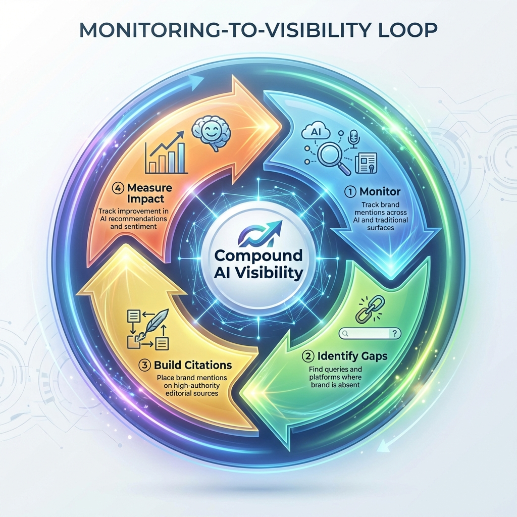 ai visibility flywheel diagram