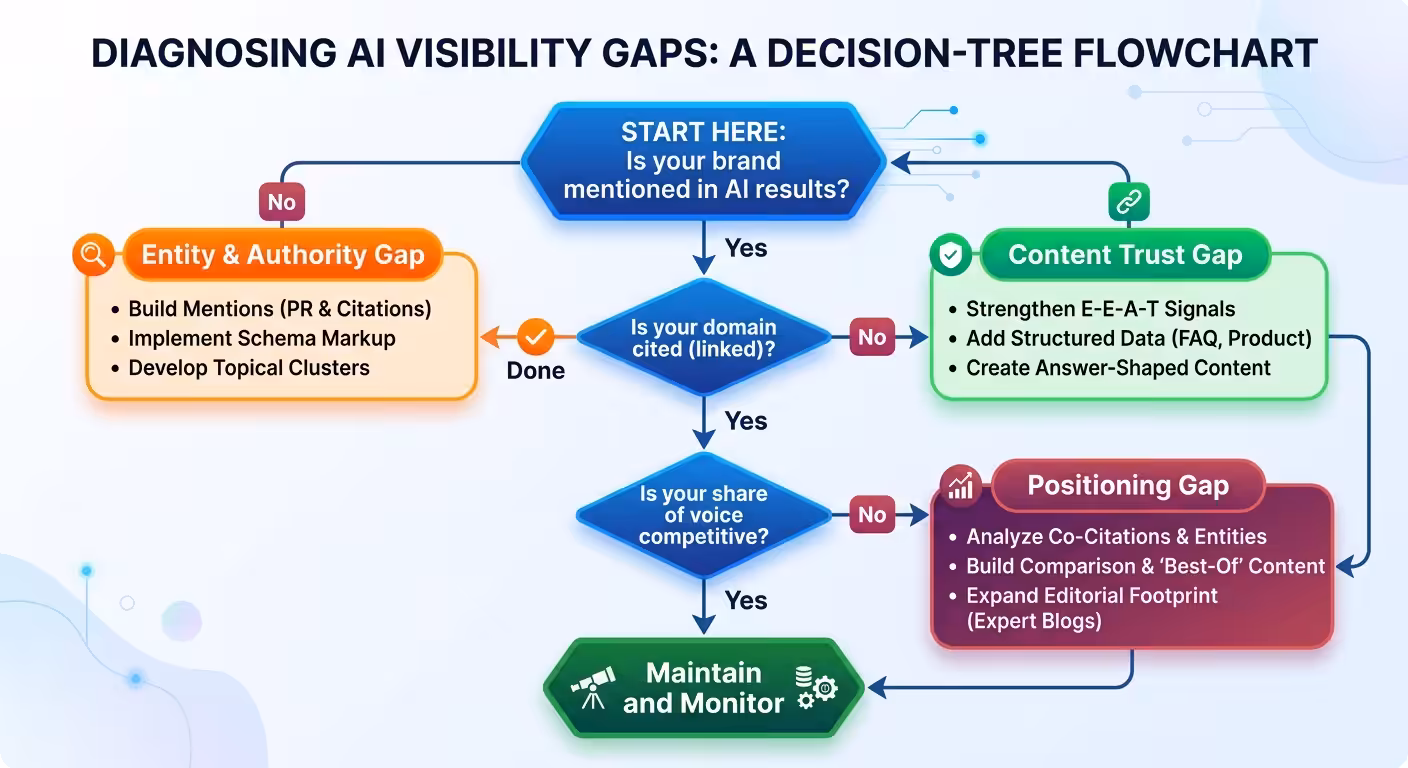 ai visibility gap flowchart