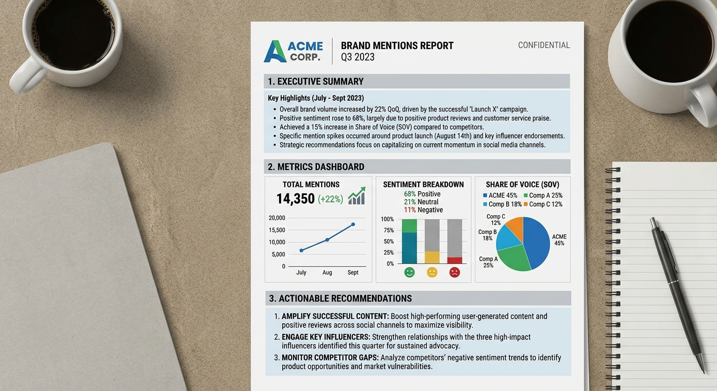 brand mentions report mockup