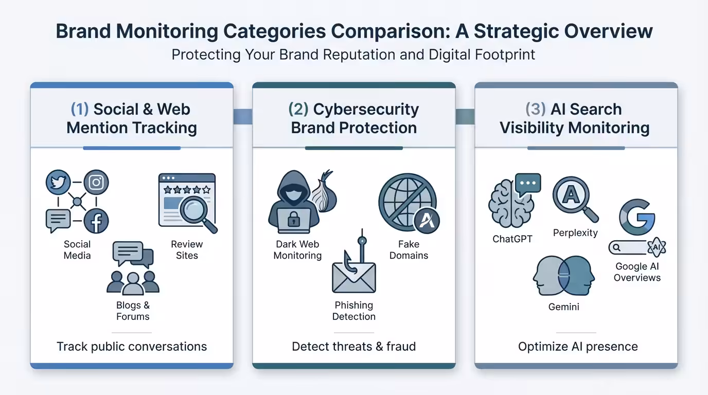 Brand Monitoring Services, brand monitoring categories diagram