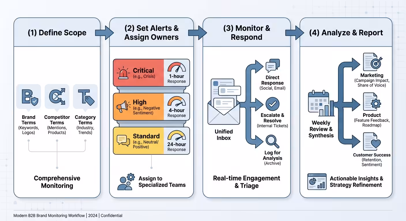 brand monitoring workflow diagram