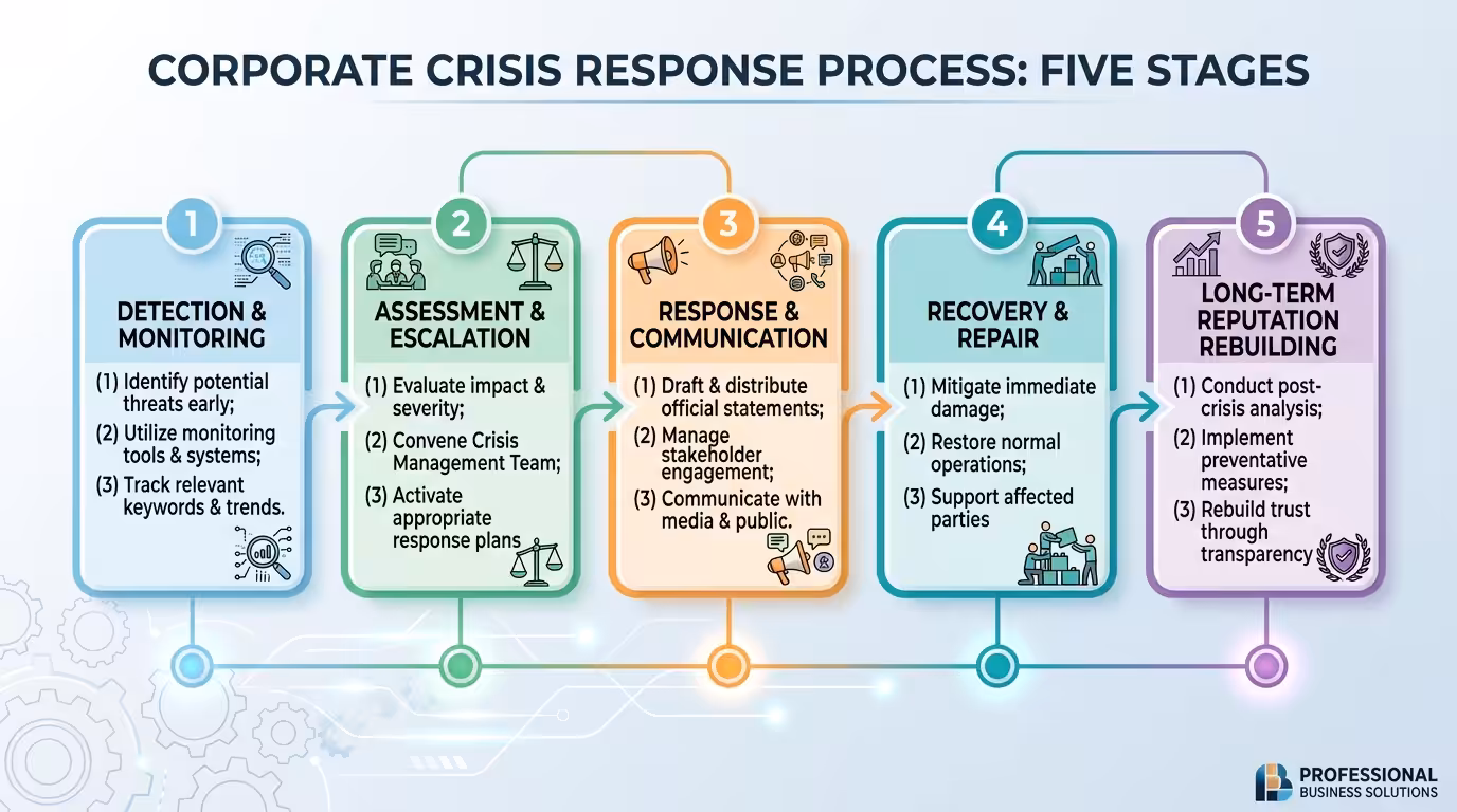 corporate crisis response timeline