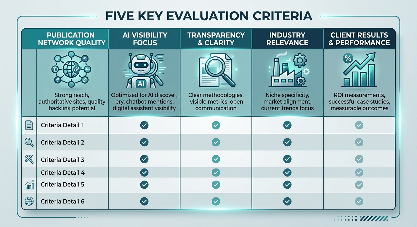 evaluation criteria comparison table