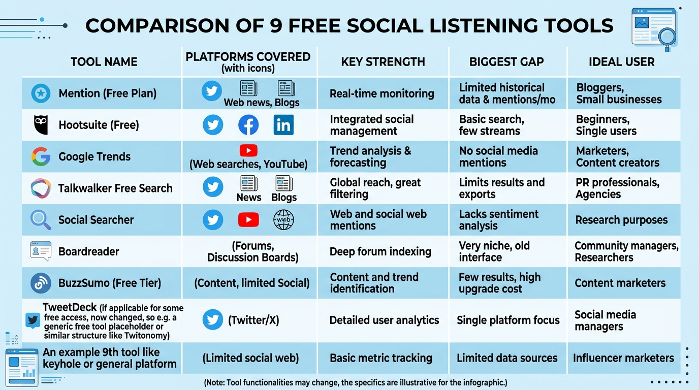 free social listening tools comparison