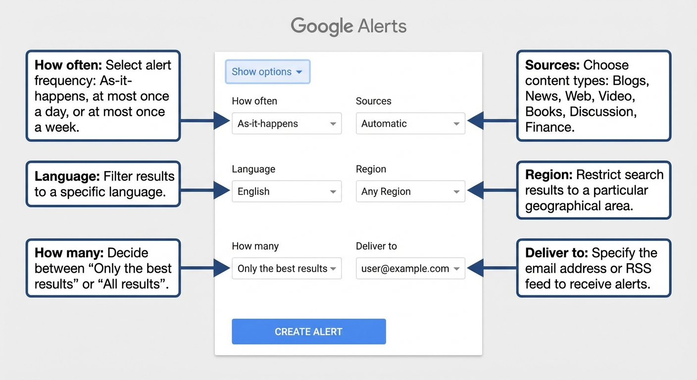 google alerts show options diagram