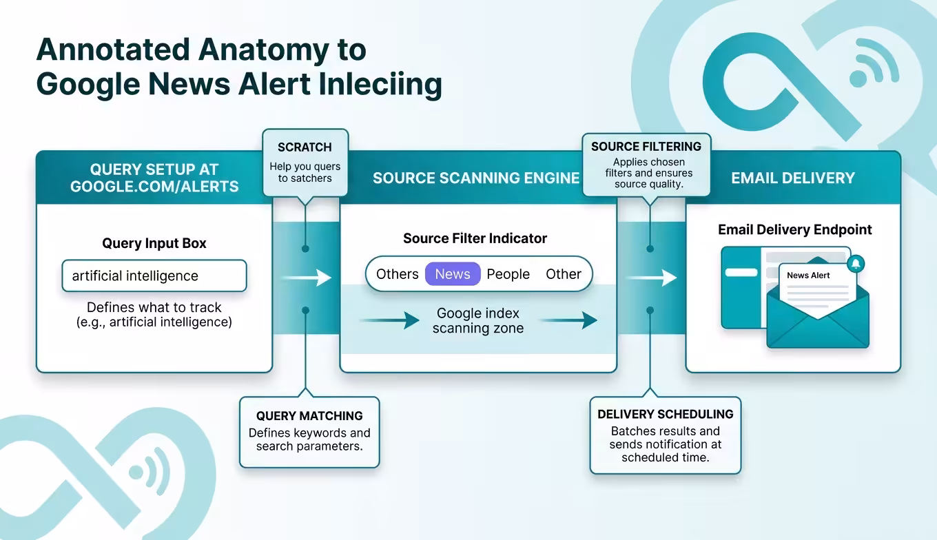Create Google News Alert, google-news-alert-setup-to-delivery-pipeline-diagram