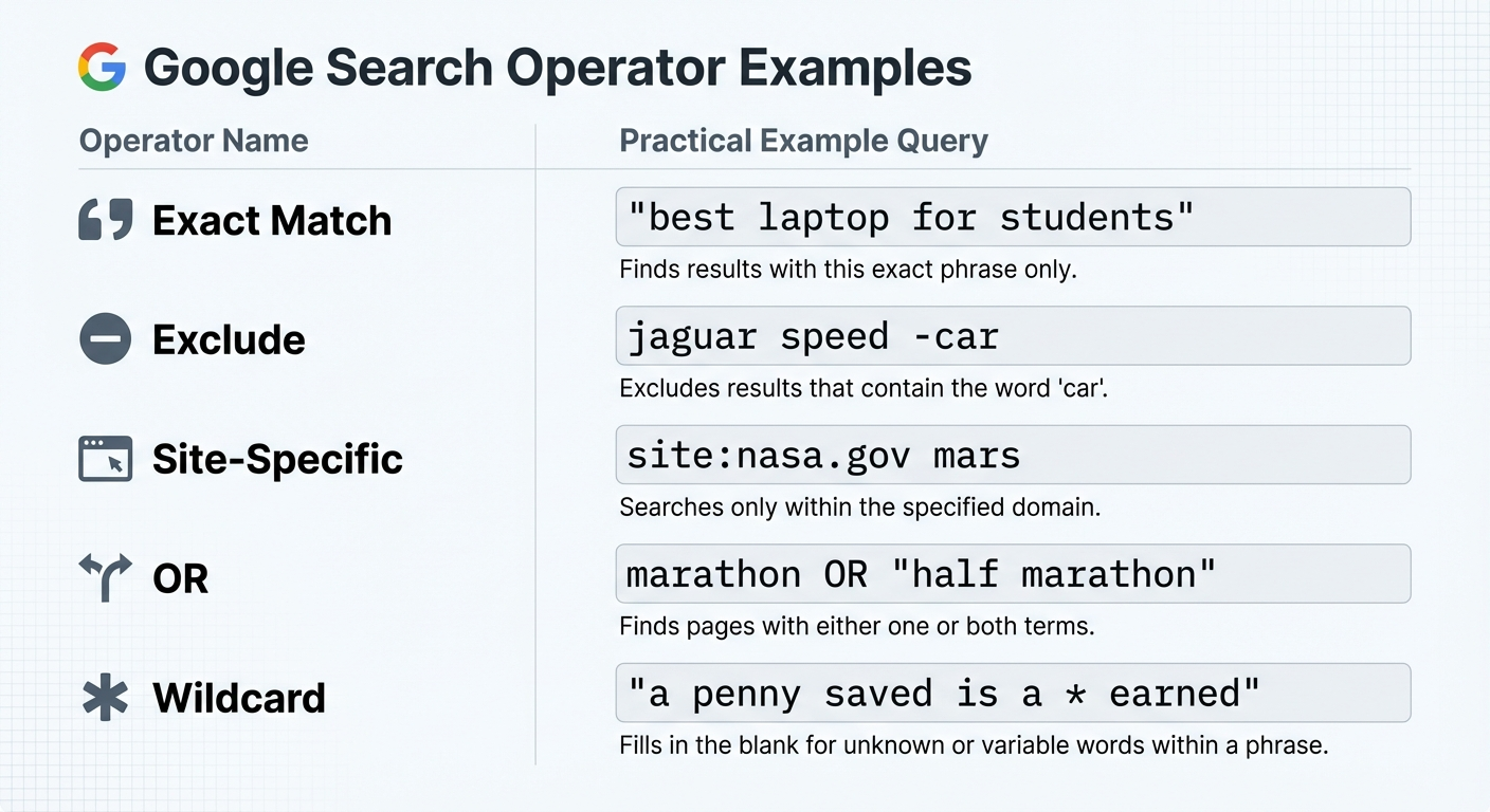 google search operators infographic