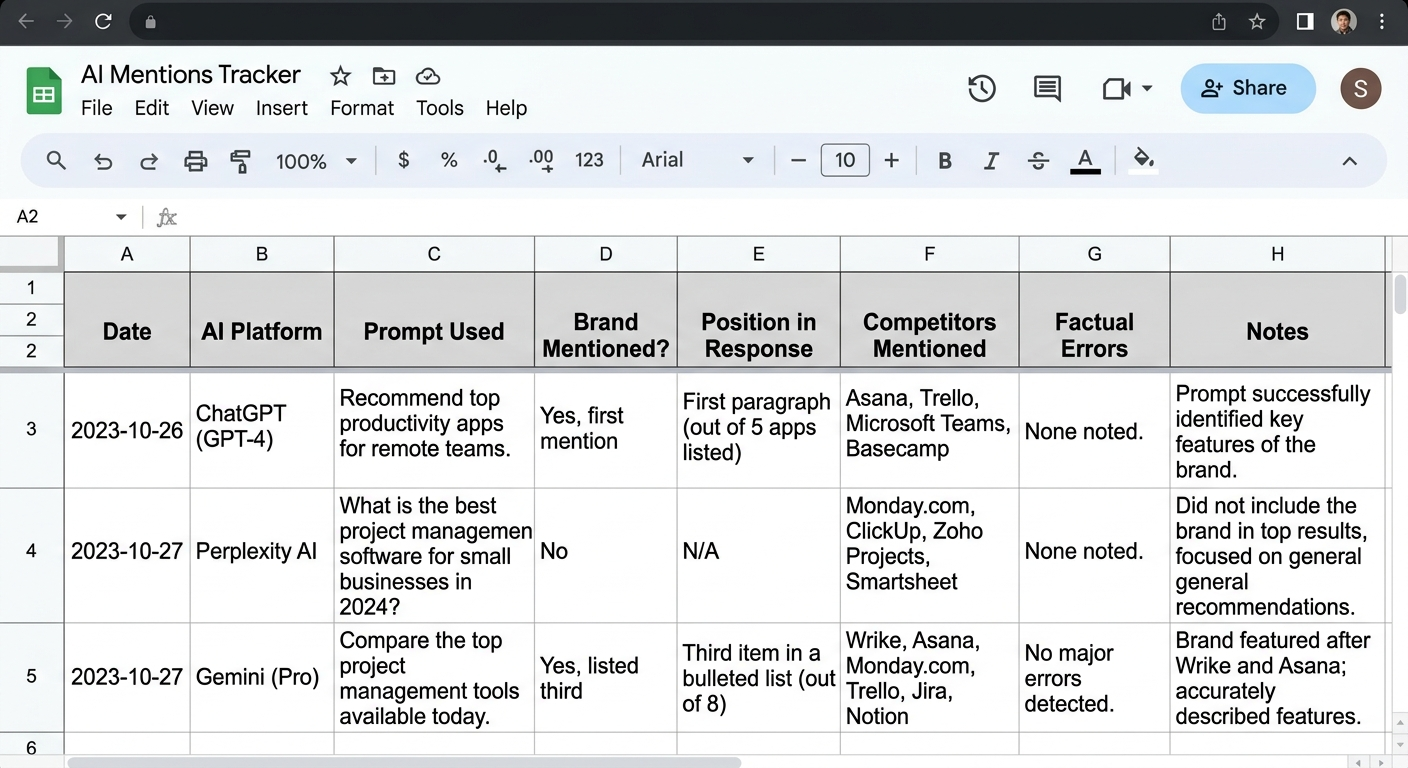 google sheets ai tracker