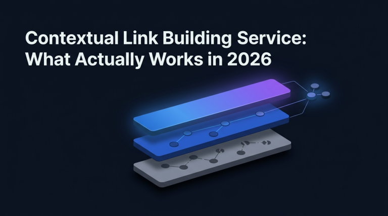 Laptop showing a contextual link building report comparing delivered links to actually indexed links
