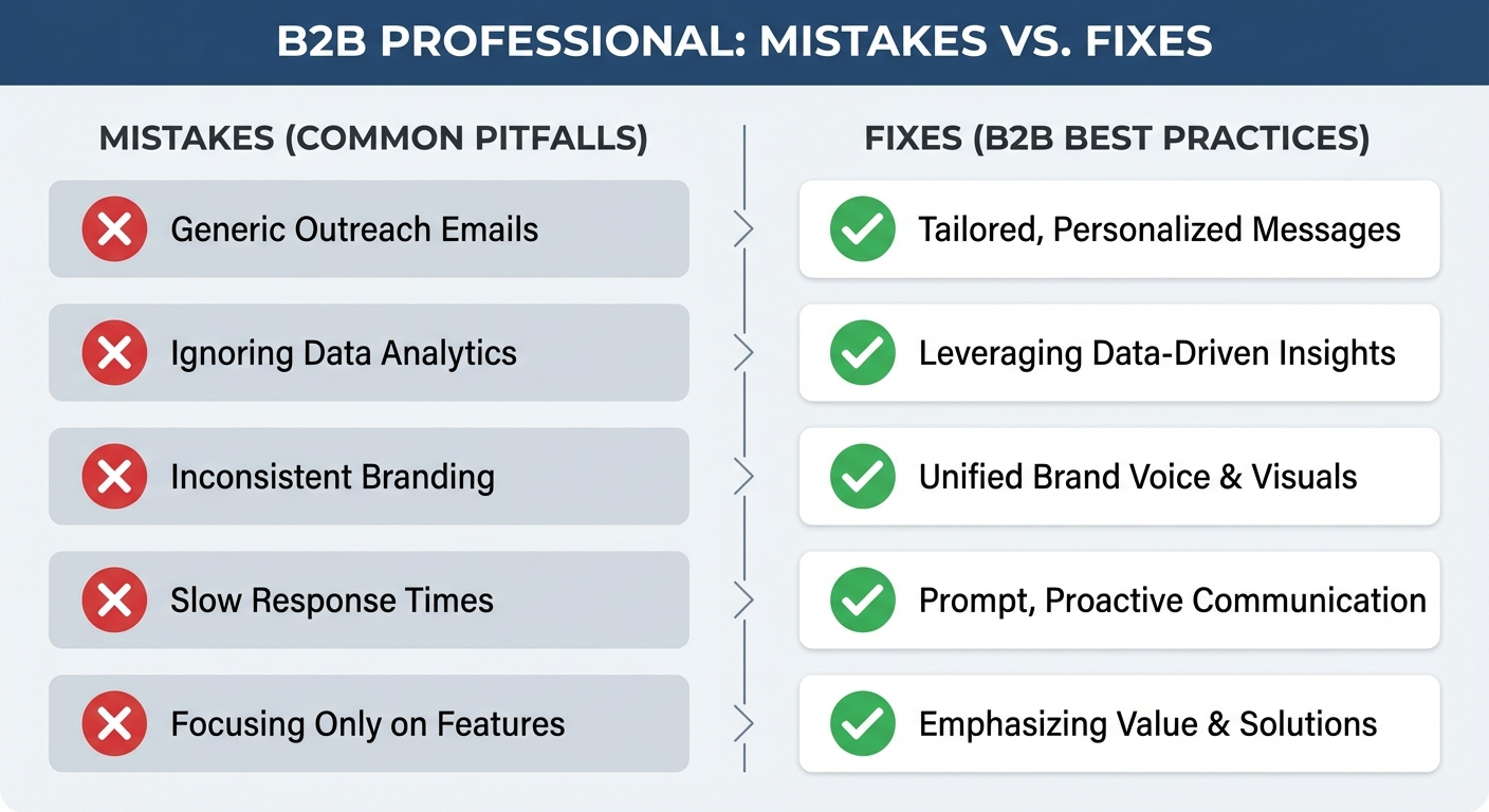 mistakes vs fixes layout