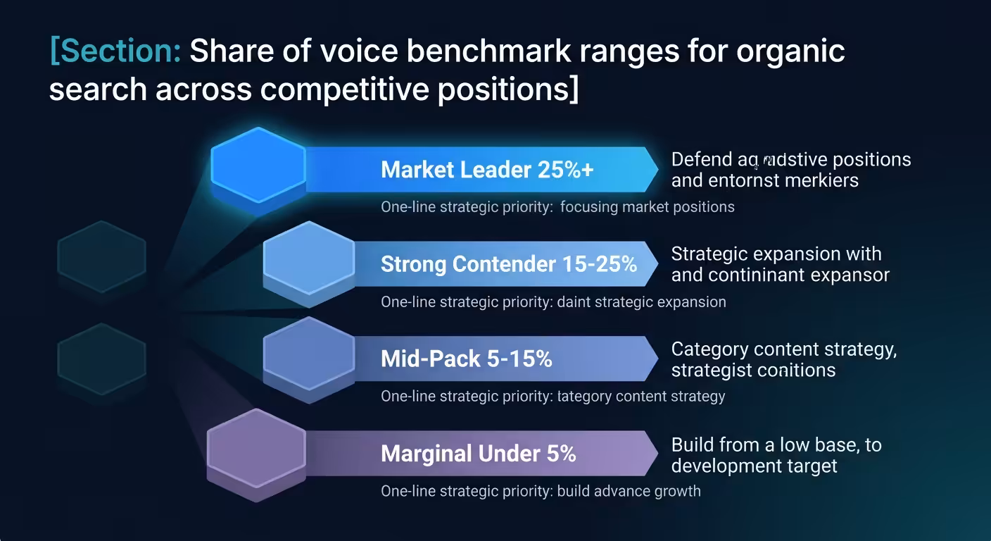 Share of voice search benchmark tiers by competitive position