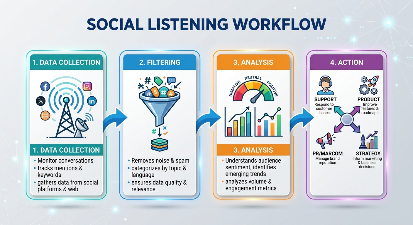 social listening workflow diagram