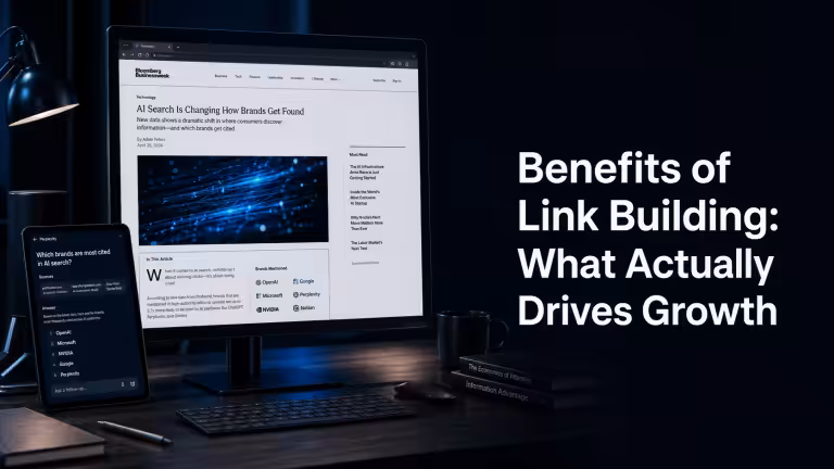 Benefits of link building ranked by impact