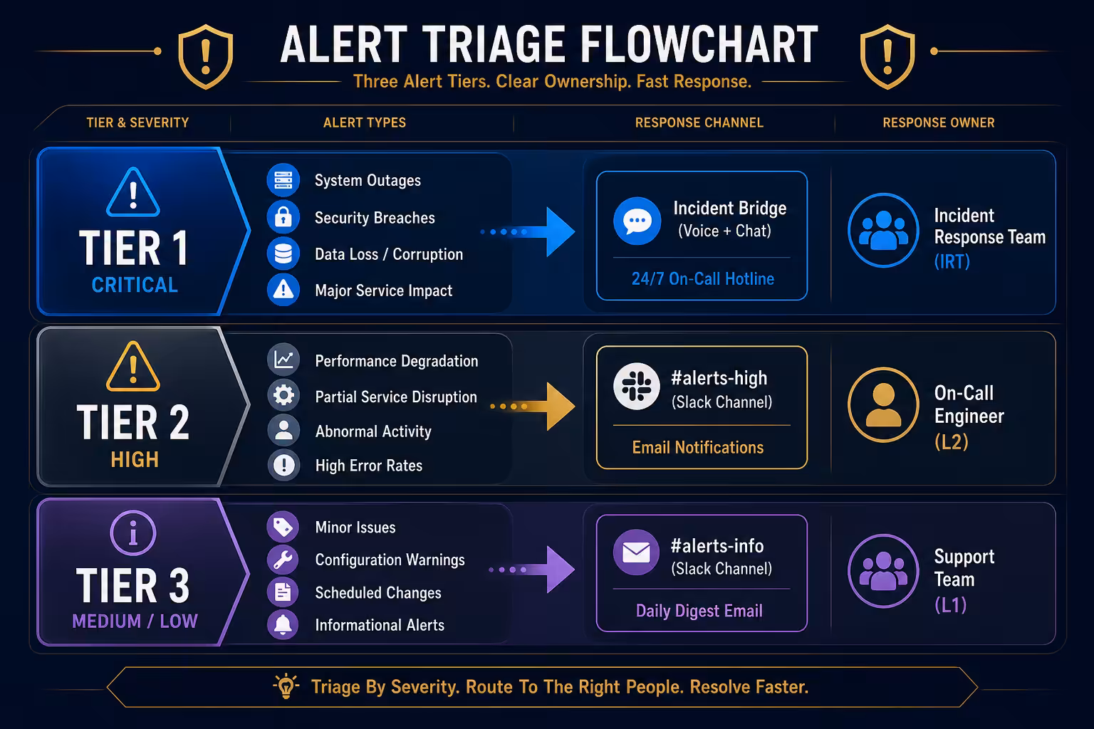 Monitoring alert tiers workflow diagram