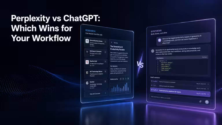 Perplexity answer with citations next to ChatGPT conversational response