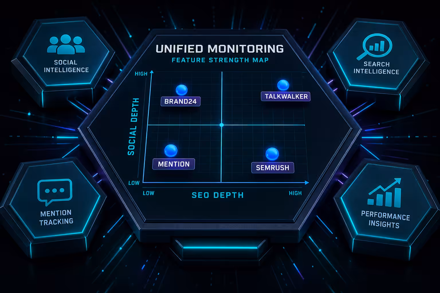 SEO social monitoring tools comparison quadrant