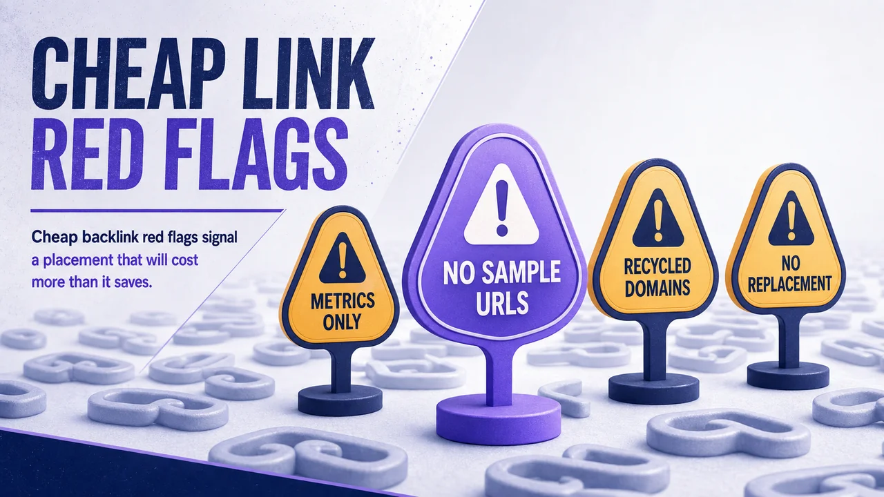 Four cheap backlink warning markers against faint link noise