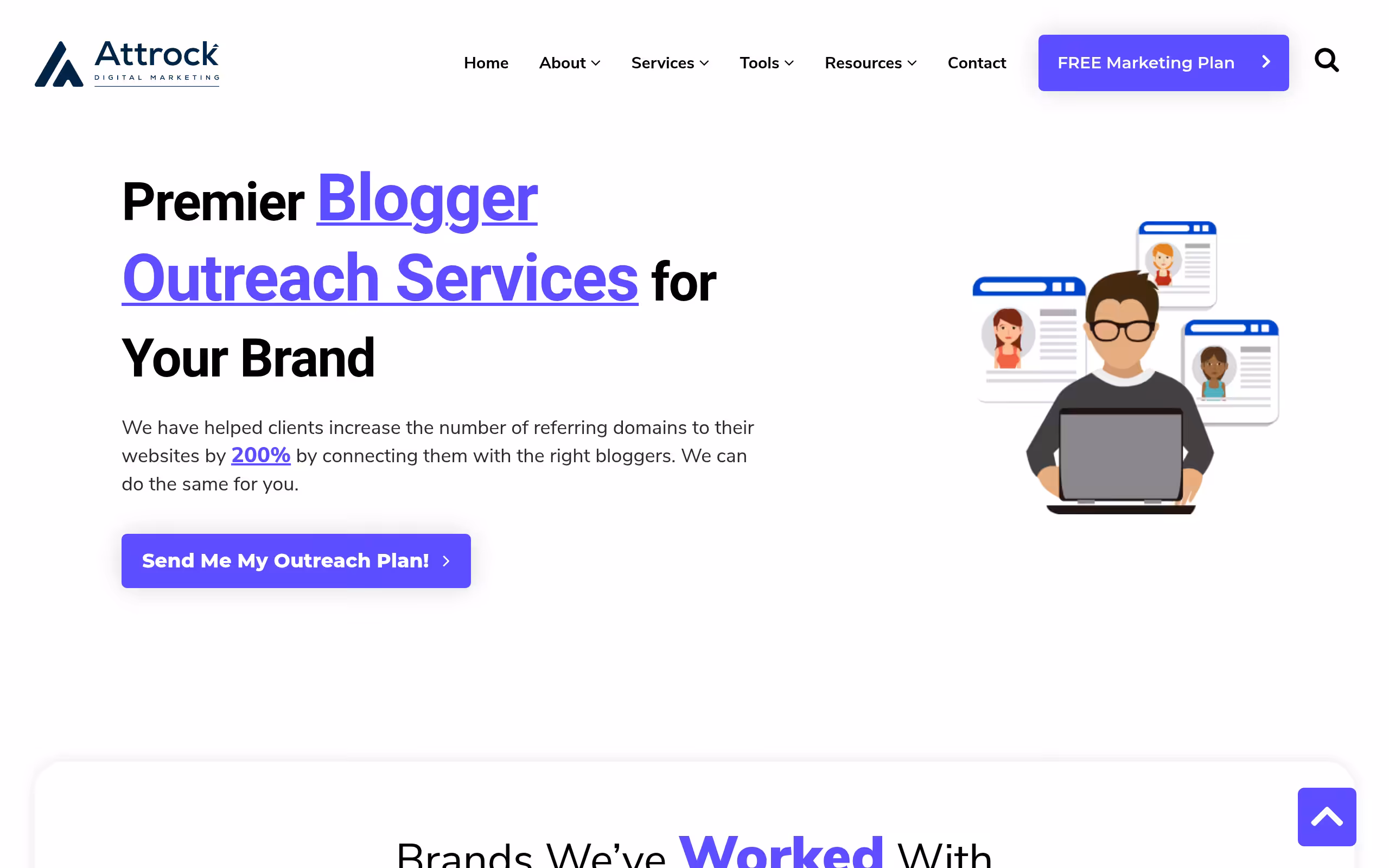 Attrock full-service blogger outreach and digital PR agency page