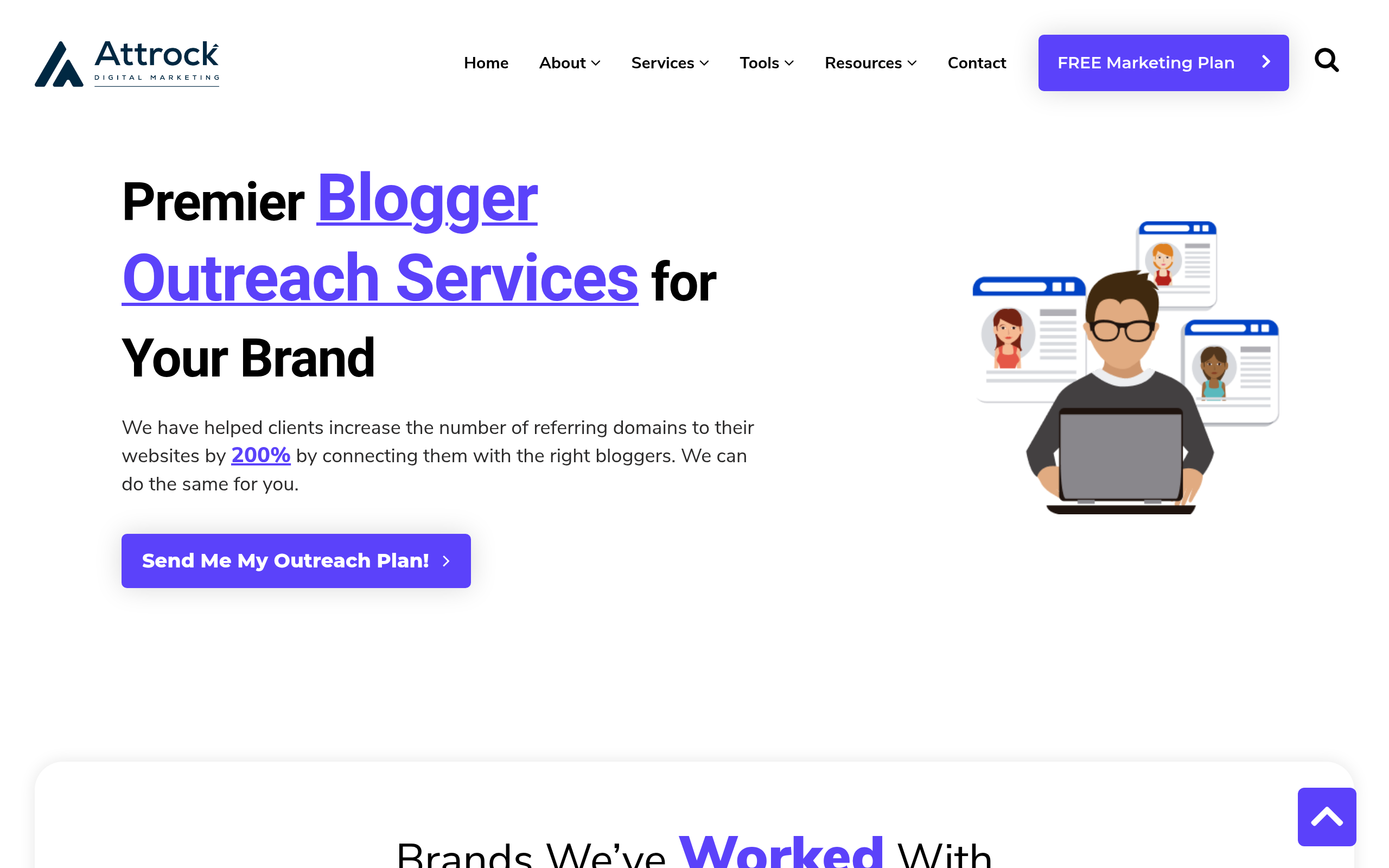 Attrock full-service blogger outreach and digital PR agency page