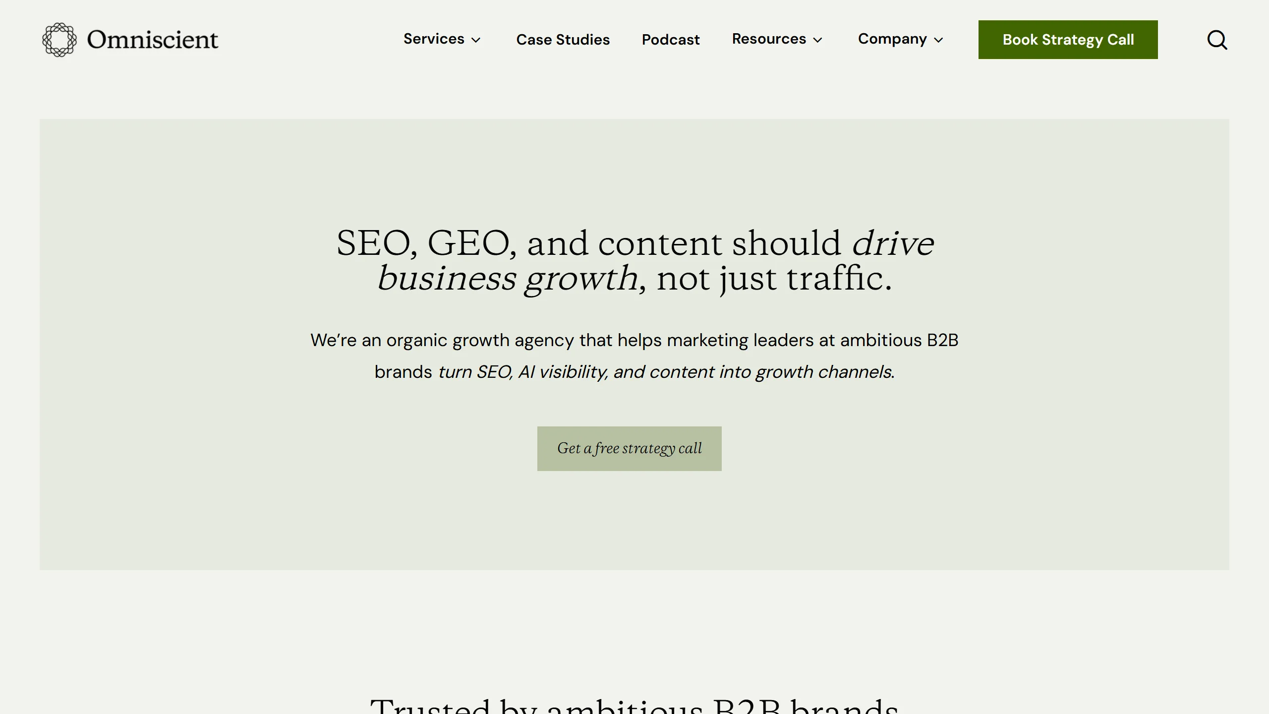 Screenshot of https://beomniscient.com