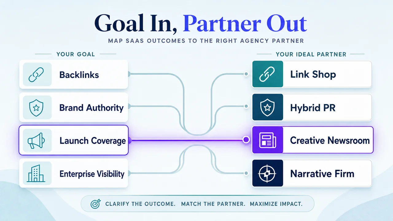 Goal inputs mapped by glowing lines to matching agency types