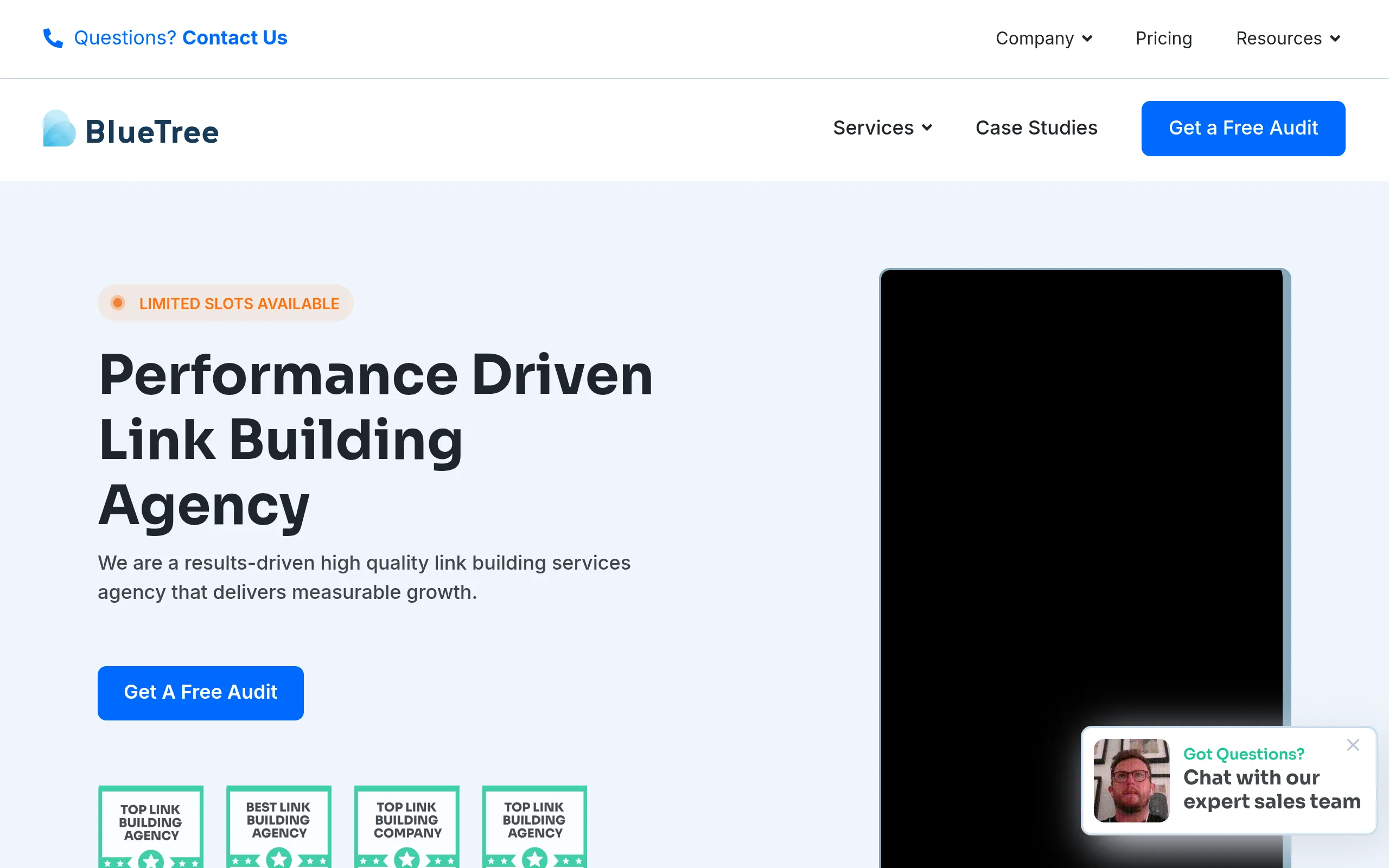 bluetree saas and tech digital pr link building agency homepage