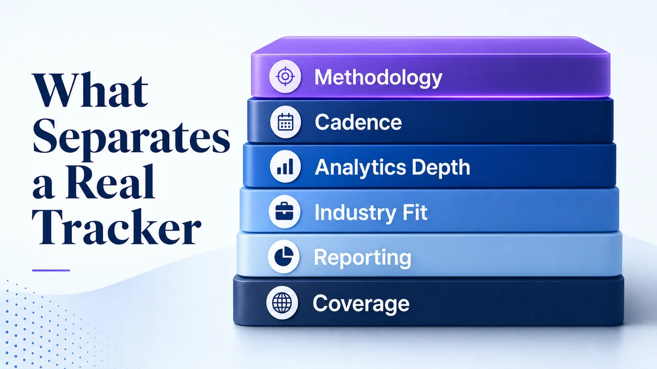 Six stacked evaluation layers for brand tracking agencies