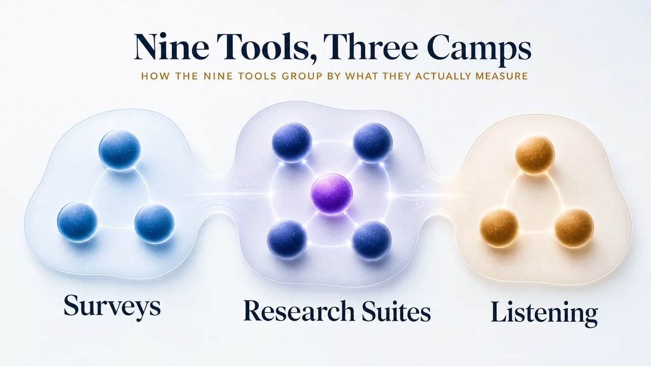 Nine brand tracking tools grouped surveys research listening