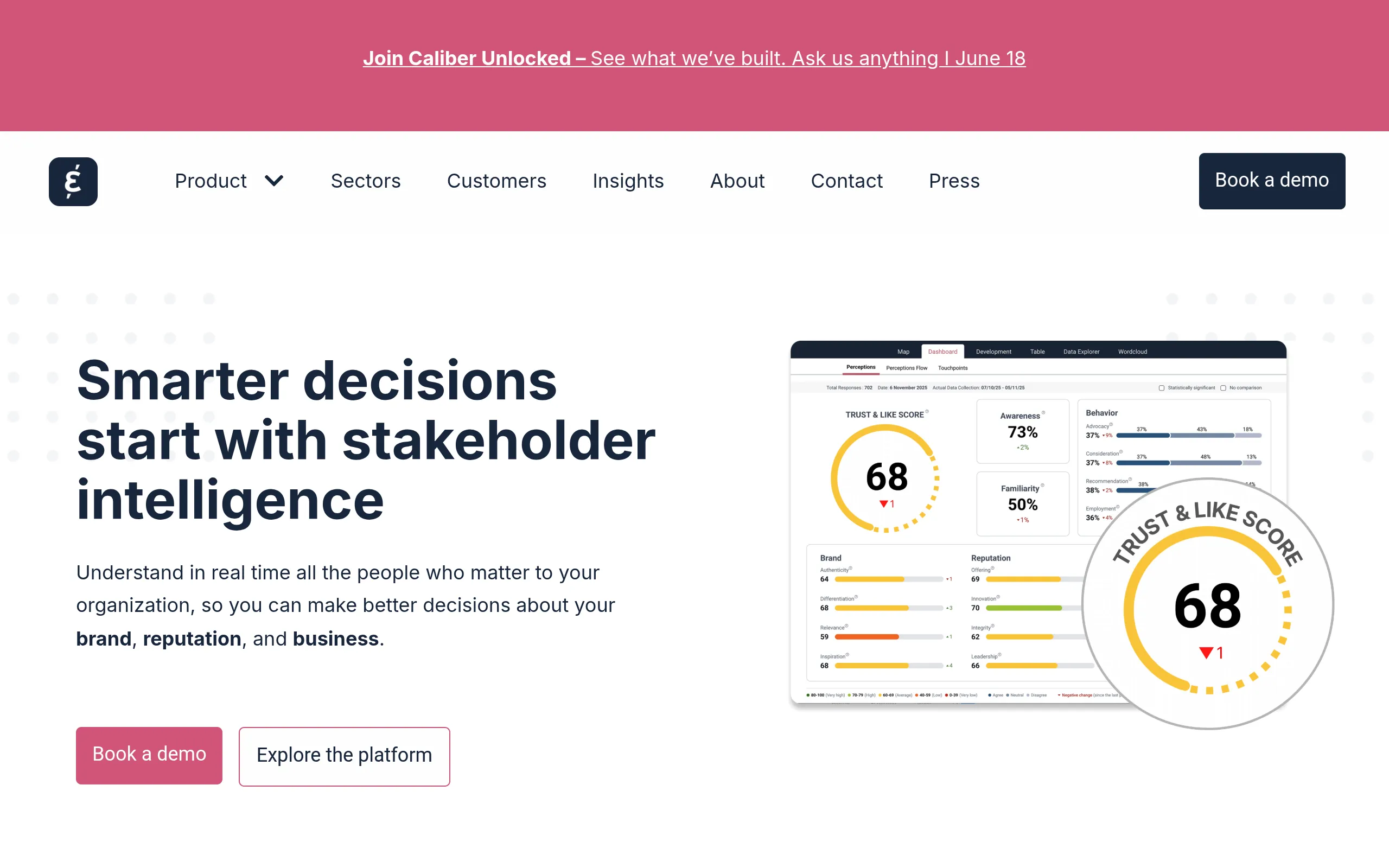 Caliber real time brand and reputation monitoring platform
