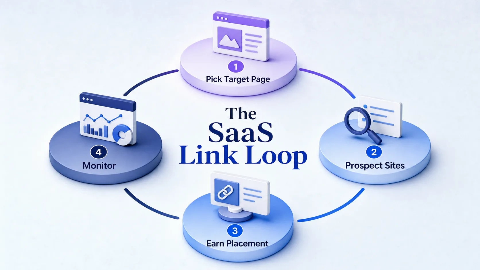 circular-four-stage-saas-link-building-loop-target-prospect-earn-monitor