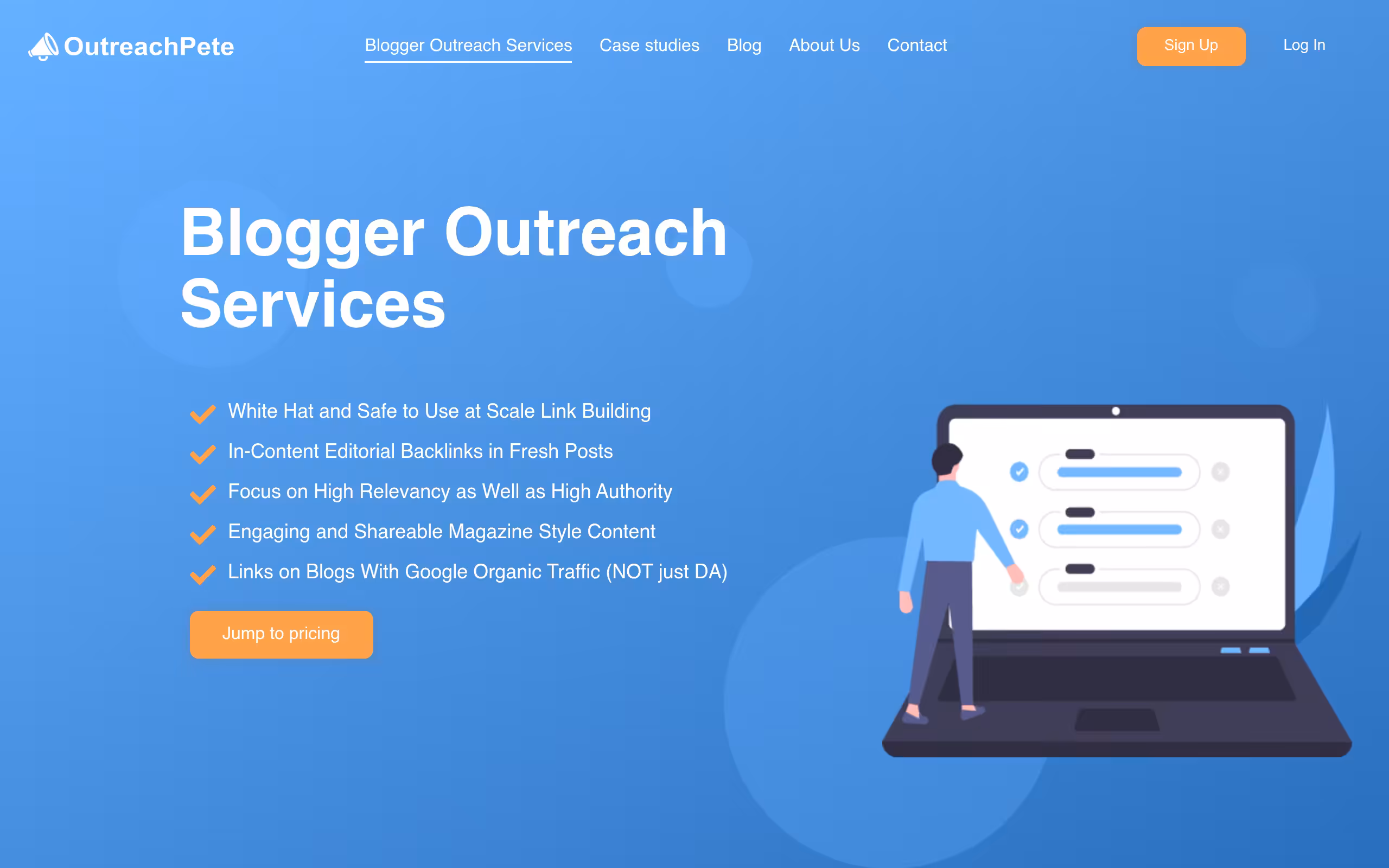 Click Intelligence managed blogger outreach and link building service page