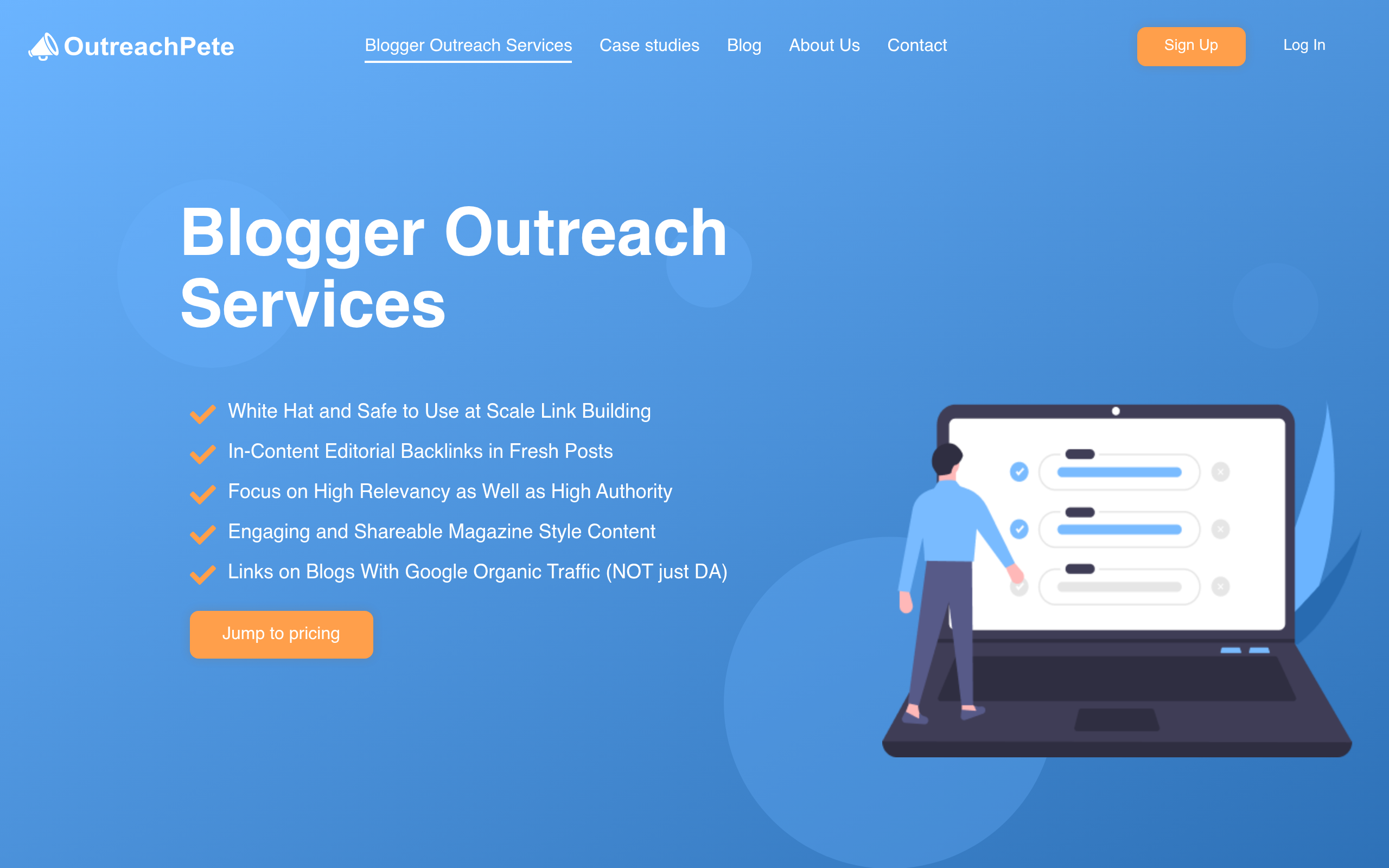 Click Intelligence managed blogger outreach and link building service page