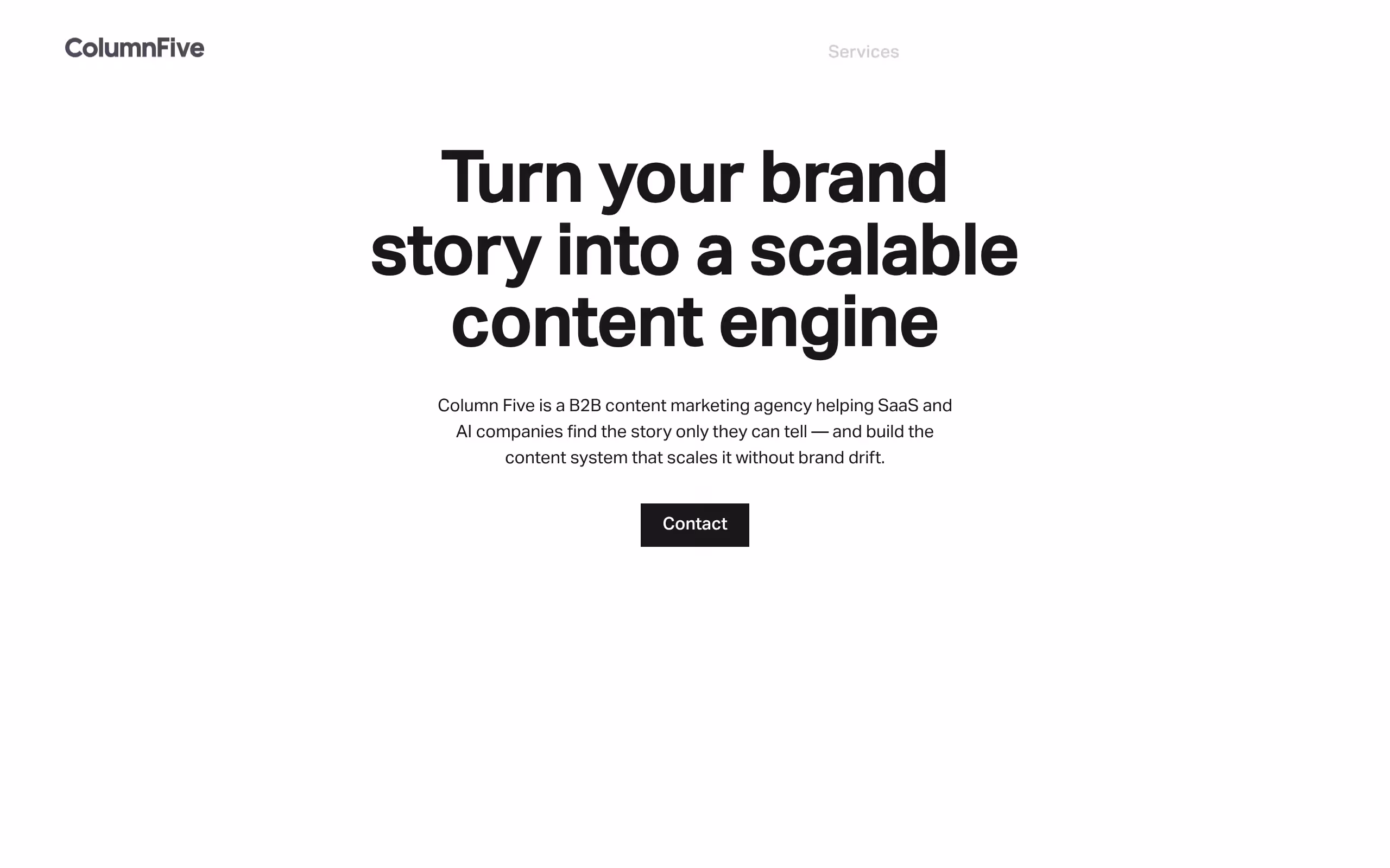 Column five data storytelling and brand campaign agency homepage
