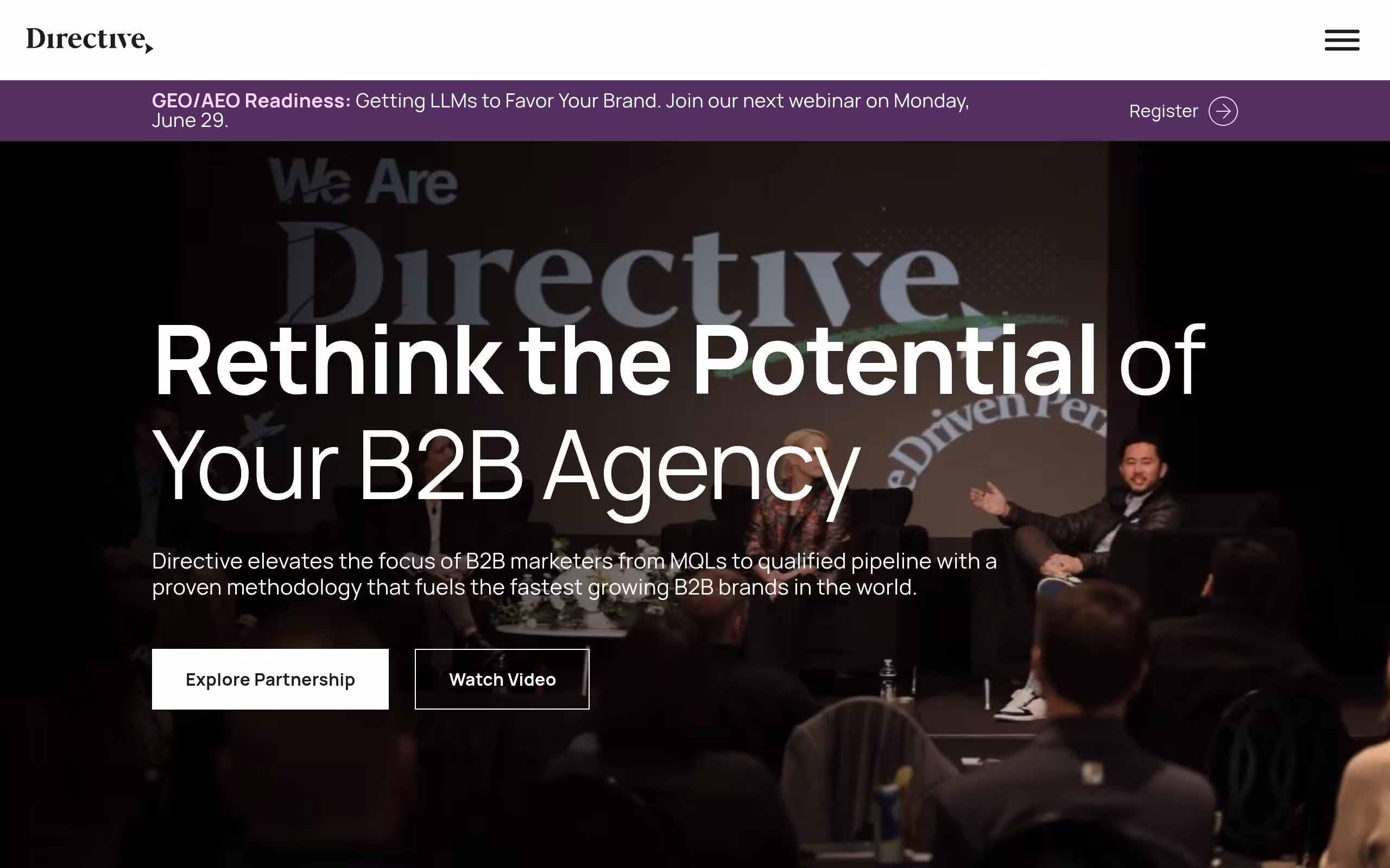 Directive consulting pipeline focused B2B visibility homepage