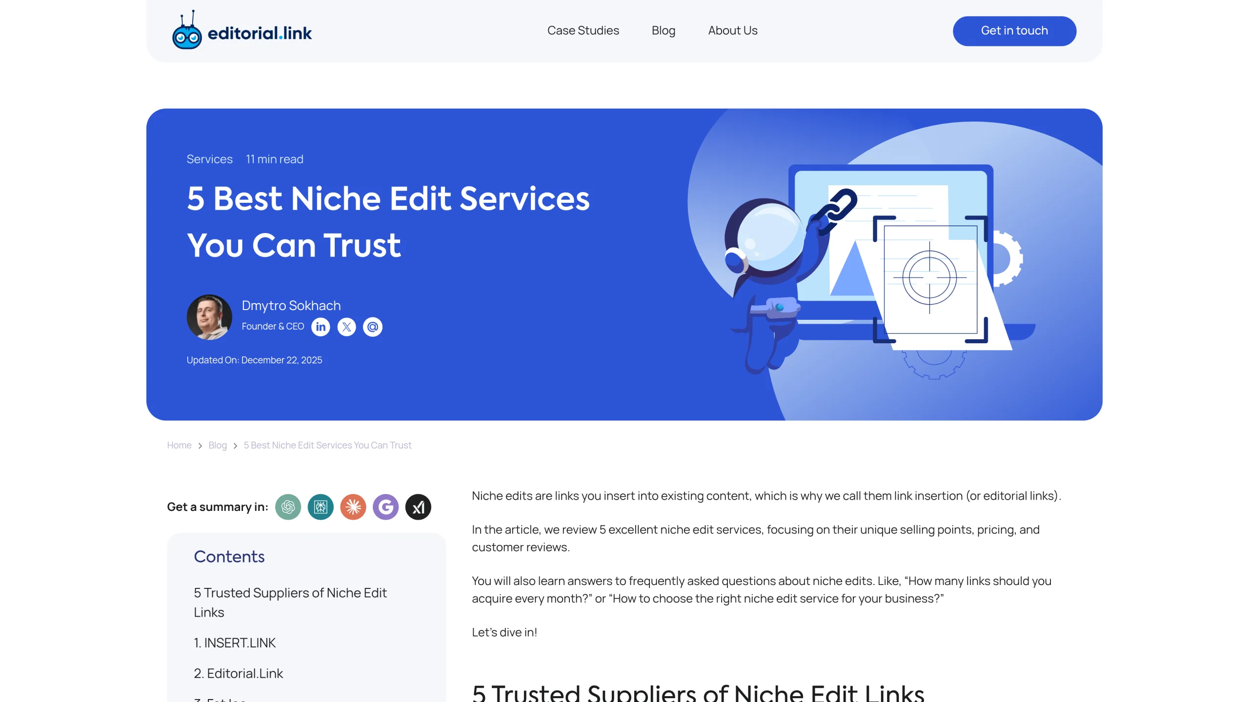 Screenshot of https://editorial.link/niche-edits/