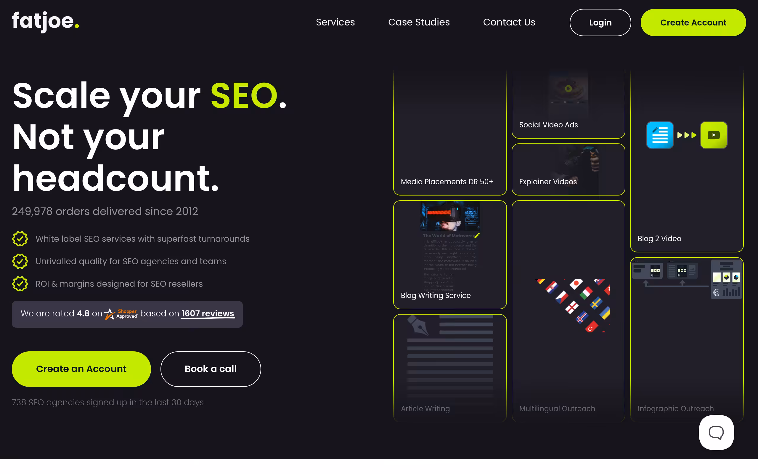 Fatjoe package based link building services menu
