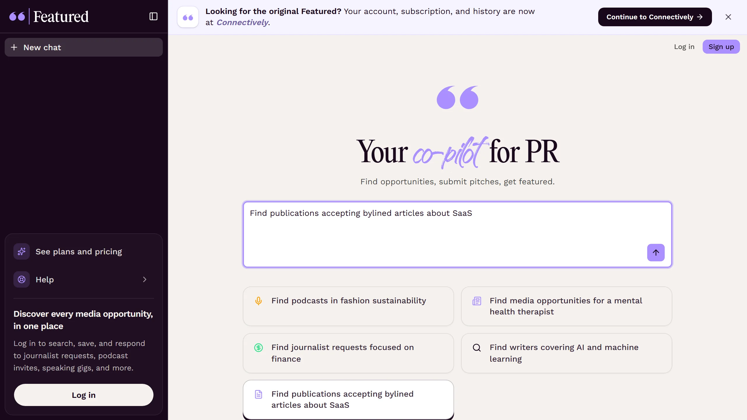 Screenshot of https://featured.com