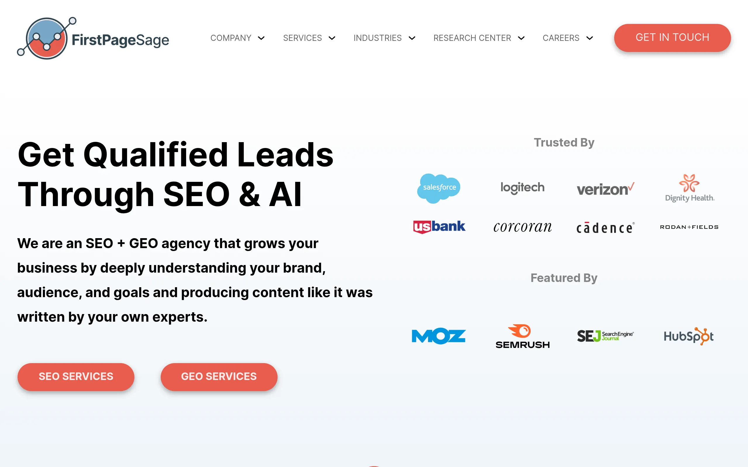 first-page-sage-fintech-geo-and-thought-leadership-homepage