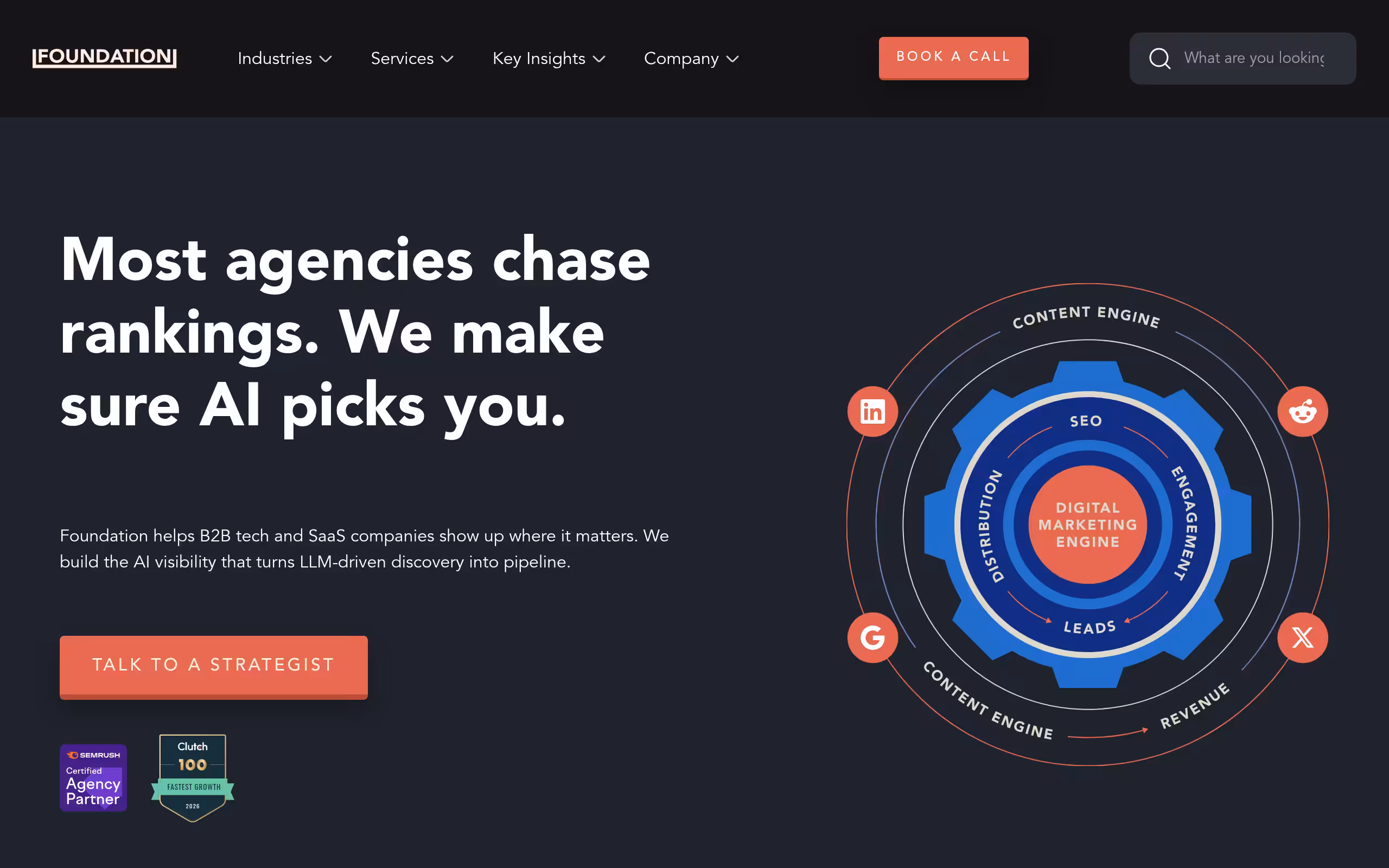 Foundation marketing distribution first B2B agency homepage