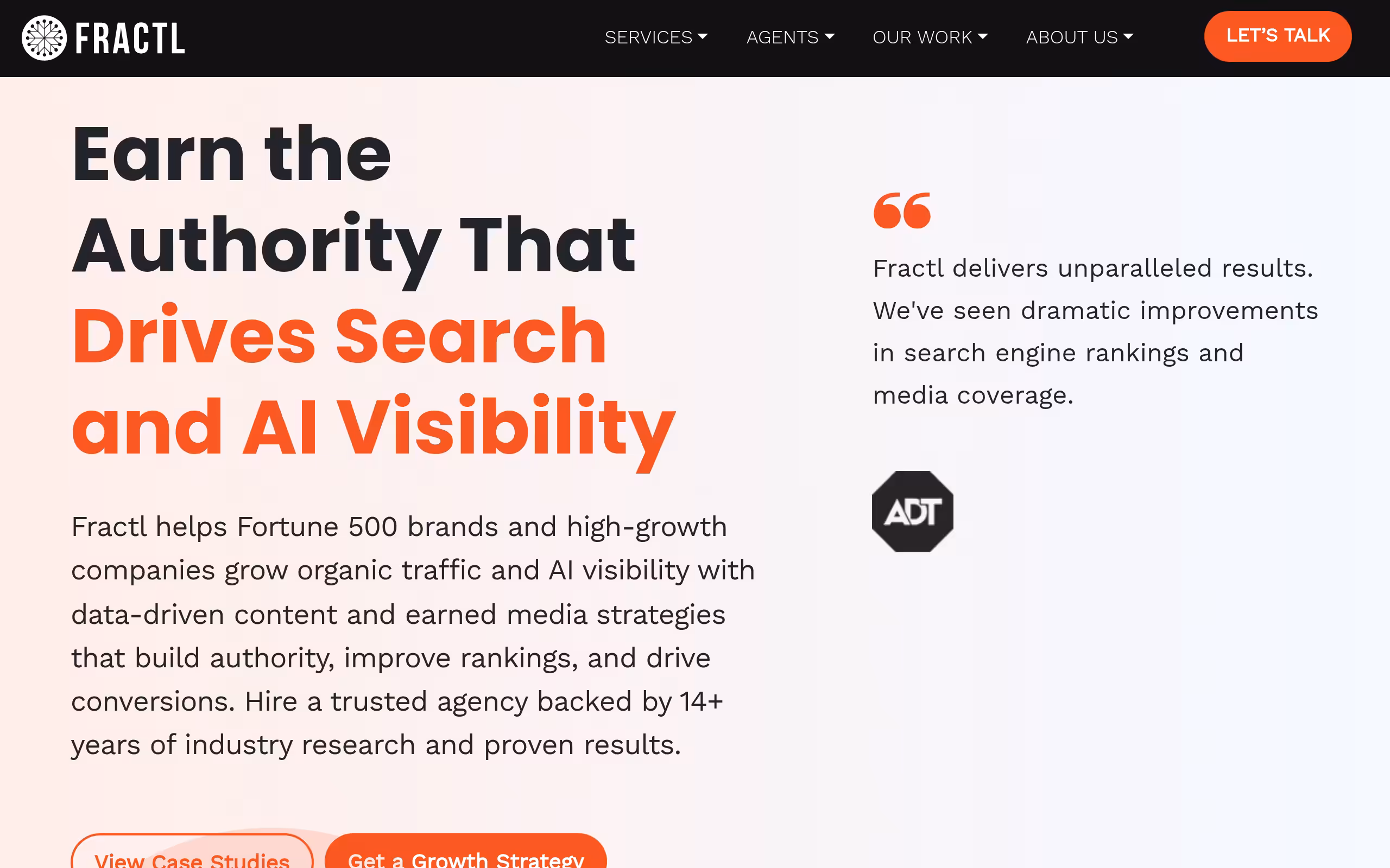 Fractl data driven digital PR agency website