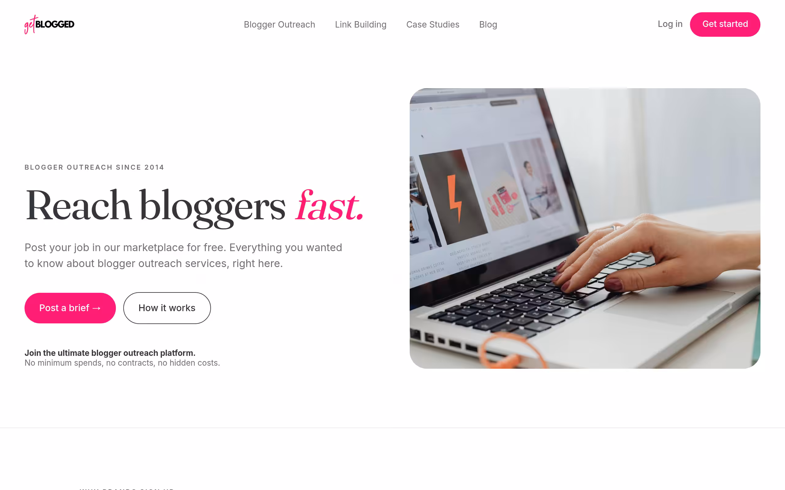 Get Blogged marketplace page for posting jobs and hiring bloggers